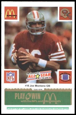 1986 McDonald's 49ers 16 Joe Montana